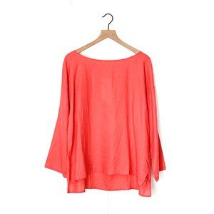 EILEEN FISHER pink organic linen bateau box top XL